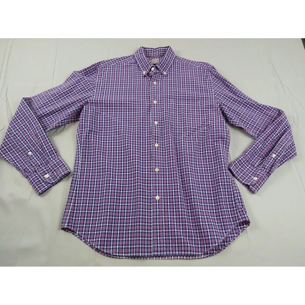 J. Crew Men's Shirt M Red/Blue Plaid Button Up Long Sleeve (769)